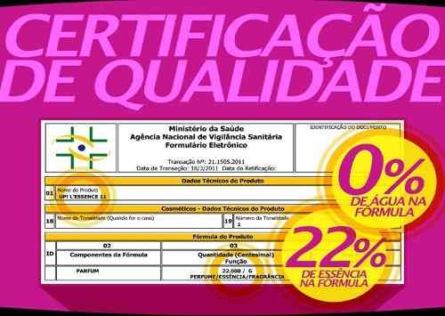 Certificação de qualidade do perfume